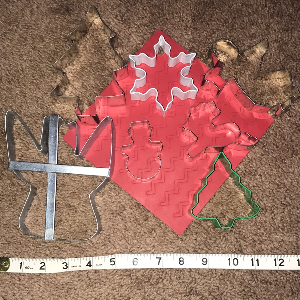 Christmas Themed Metal Cookie Cutter Lot of 7 Angels Trees Snowflake Snowman